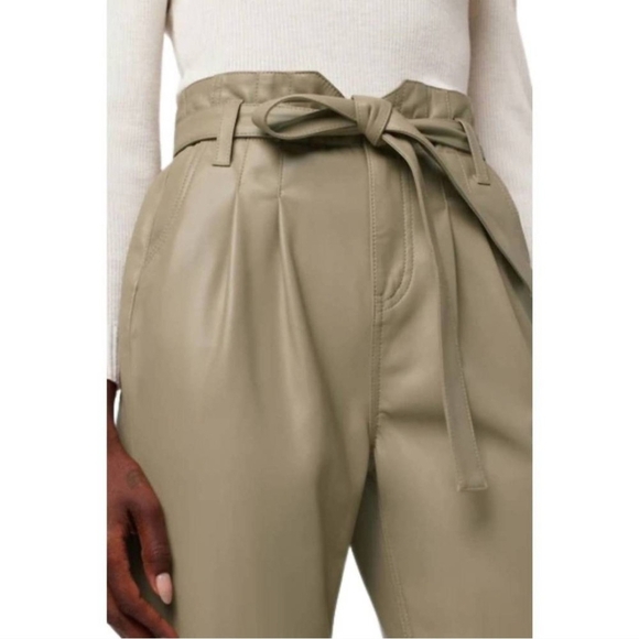 HUDSON REMI Chinchilla Faux Leather High-Rise Paperbag Beige Pants NWT Size 25 - Picture 5 of 12